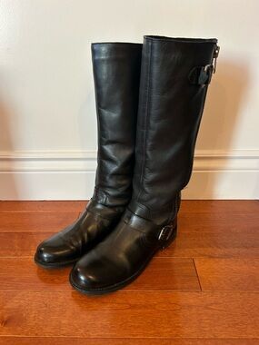 Gorgeous Aldo Black Leather Knee-High Boots with silver detailing ❤️9